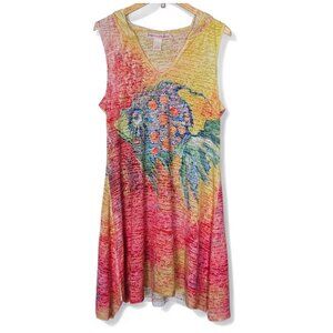 Leoma Lovegrove Coverup Dress Tropical Fish Size L Colorful Lightweight Hooded